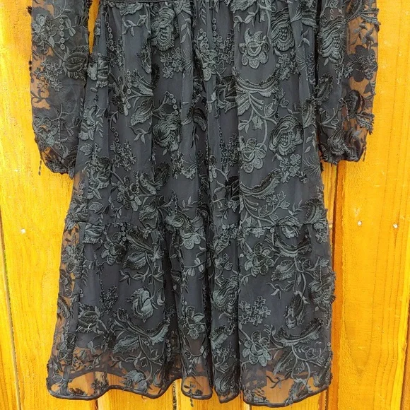 Cynthia Rowley Harlow Embroidered Lace Deep V-Neck Dress P2P 17 in. - Picture 4 of 12